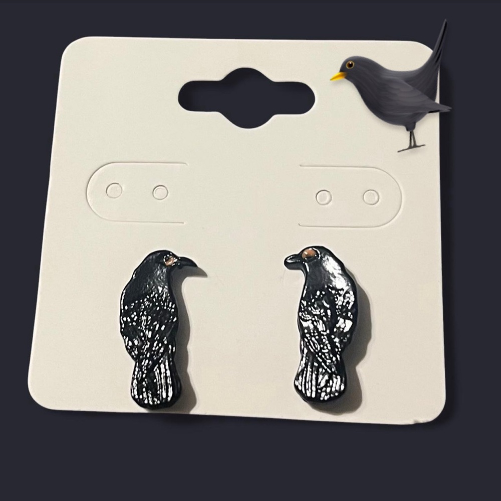 Nw Unisex Raven  Earrings #176